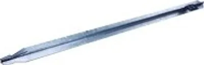 A long, thin metal object with a pointed end, lying diagonally on a white background.