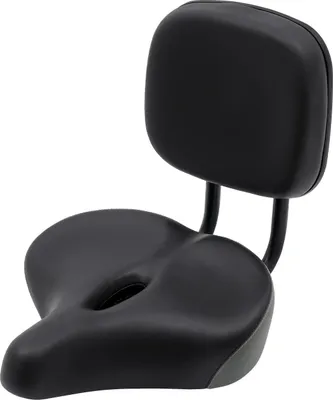 Image de Selle de vélo avec dossier - Selle large et confortable - Dossier réglable 10-15 cm - Coussin 33×30×7,9 cm - Jusqu'à 100 kg - Similicuir - Pour vélo/tricycle - Bleu