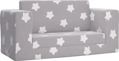 Zdjęcie produktu dla vidaXL Sofa rozkładana dla dzieci 2-osobowa jasnoszara w gwiazdki Miękki plusz