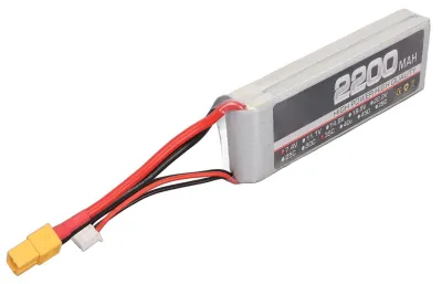 Produktbild von 7.4V LiPo Batterie - Hohe Leistung - Langlebig und Zuverlässig - 2200mAh - Ideal für RC Flugzeuge - 2S Batterie - XT60 Stecker