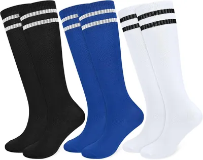 Obrázok produktu pre Futbalové ponožky pre deti, 3 páry, priedušné, dlhé, na tréning
