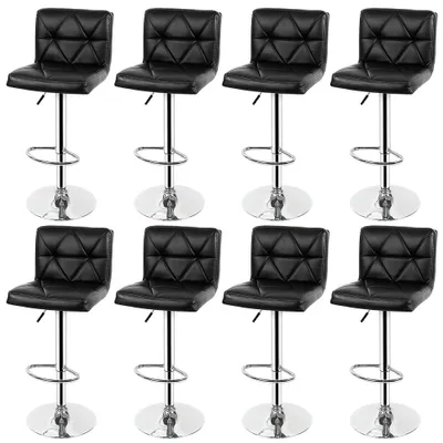 Produktbild von 8er Set Barhocker mit Lehne aus Kunstleder 360° drehbar höhenverstellbar Barstuhl Bistrohocker Schwarz