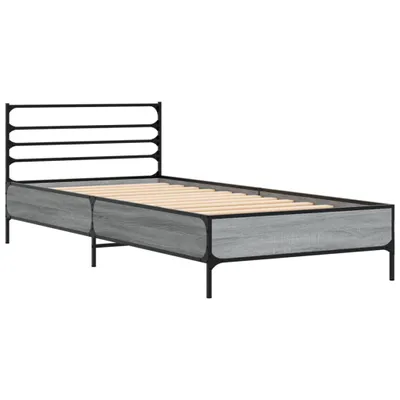 Produktbild von Bettgestell Grau Sonoma 90x200 cm Holzwerkstoff und Metall