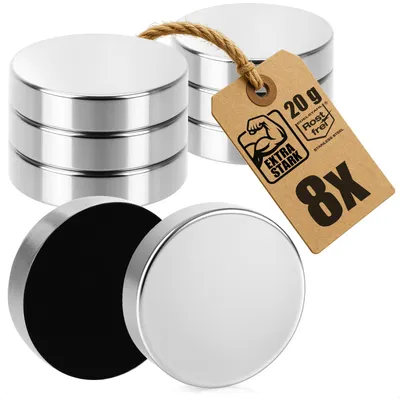 Produktbild von com-four® 8x Starke Edelstahl-Magnete mit Filz-Schutz für Magnettafel, Whiteboard, Pinnwand, Kühlschrank - Tischdeckenbeschwerer für sicheren Halt, Magnete als Tischtuchklammer