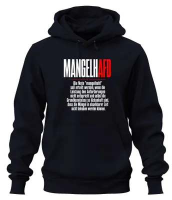 Productafbeelding van Mangelh AFD Schoolcijfer: Onvoldoende. Opmerking: Sarcastisch. Hoodie, marineblauw, maat XXL
