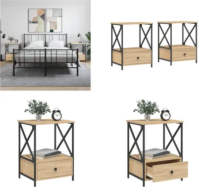 Obrázok produktu pre vidaXL Nočné stolíky 2 ks Sonoma dub 50x41x65 cm Materiál na báze dreva - Nočný stolík - Nočné stolíky - Šatníková skriňa - Nočná skrinka