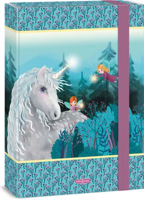Produktbild von Ars Una Heftbox A4, Sammel- Heftmappe für Schulranzen, mit Gummiband und Innenklappen, Stardust - Einhorn und Feen, türkis, für Mädchen