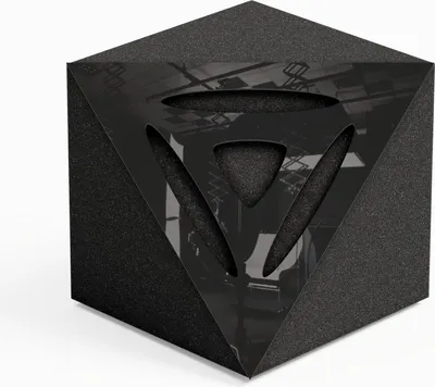 Immagine prodotto di Confezione da 2 – Trappola acustica angolare per soffitti "TRICUB-PULSE" | Schiuma acustica fonoassorbente con pannello HDF laminato e perforato [plastica nera]