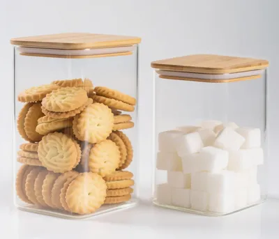 Productafbeelding van Solidchoice - Set van 2 Glazen Voedselopslagpotten met Luchtdichte Deksel