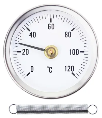 Anlege-Thermometer 0–120 °C, 63 mm, Bimetall, Edelstahlzeiger