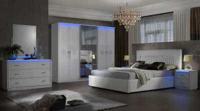 Produktbild von Schlafzimmer-Set New Gemma mit LED 6-teilig in Weiß/Silber