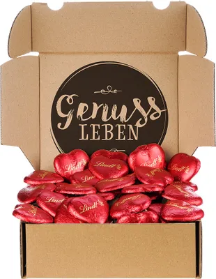 Produktbild von Genussleben Box mit Herz Lindt Schokolade Vollmilch Schokoladenherzen 700g