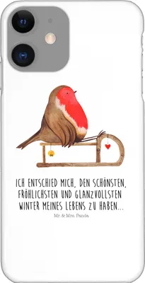 Produktbild von Mr. & Mrs. Panda Iphone 11 Handyhülle Rotkehlchen Schlitten - Weiß - Geschenk, Cover, Handy Schutzhülle, Weihnachten, Hülle, Vogel, XR, Winter