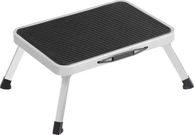 Image de Escabeau de ménage pliable en acier - marchepied antidérapant - charge max. 150 kg - blanc - GSL01WT
