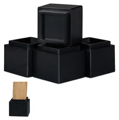 Productafbeelding van Relaxdays Meubelverhogers, set van 4, verhoging van 8,5 cm, geschikt voor tafels, stoelen en andere meubels, hoogte x breedte x diepte: 10x11,5x11,5 cm, zwart
