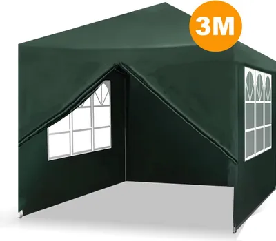 Obrázek produktu pro Párty stan Happyment s bočnicemi - Zelený - 3x3 m - Skládací altán - Odolný proti vodě a UV záření - Nastavitelná výška