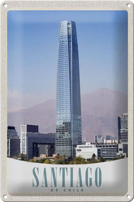 Produktbild von Blechschild Reise 20x30cm Santiago de Chile Amerika Hochhaus