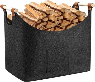 Image de Panier à bois, gris foncé, très grand, robuste