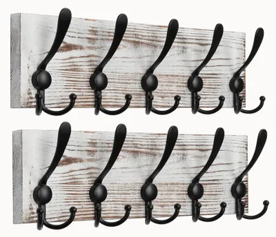 Immagine prodotto di Omgoods - Set di 2 appendiabiti in legno con 15 ganci, da montare a parete