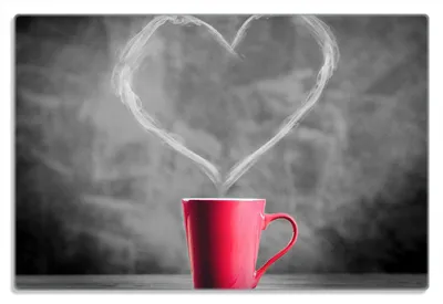 Produktbild von Wallario Frühstücksbrettchen aus Glas 20 x 30 cm mit rutschfesten Füßen, Motiv Tasse mit Kaffee - Schwarz-Weiß