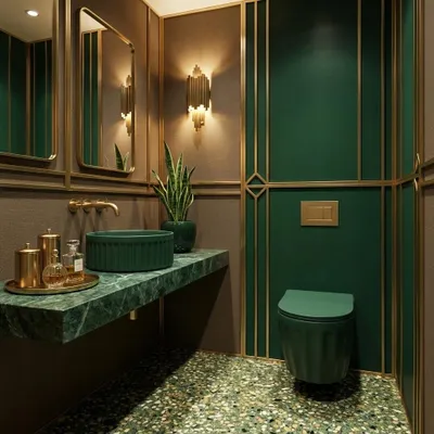 Produktbild von Set Waschbecken und Toilettenschüssel Wandhängendes WC Grün