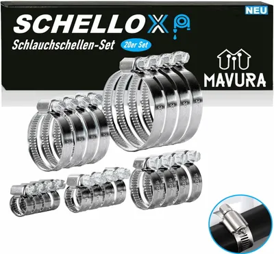 Produktbild von SCHELLOX Schlauchschellen Set Schlauchbinder Rohrschellen Edelstahl