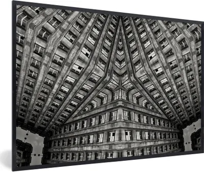 Produktbild von MuchoWow® Gerahmtes Poster Kunst - Schwarz - Weiß - Psychedelisch 30x20 cm - Poster mit Schwarzem Bilderrahmen Wandposter Rahmen Foto Bilder - Kunstdruck - Bild-Poster