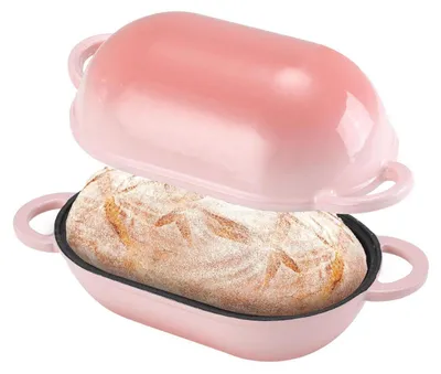 Obrázek produktu pro Forma na chléb z litiny s víkem, 23 cm, smaltovaná, objem 2,75 litru, přechodová barva růžová