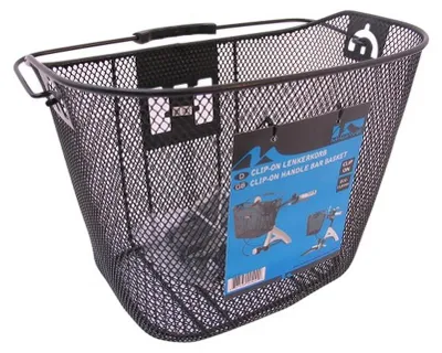 Produktbild von M-WAVE Lenker-Fahrradkorb Vorderrad Schwarz mit Clip On Halter schwarz