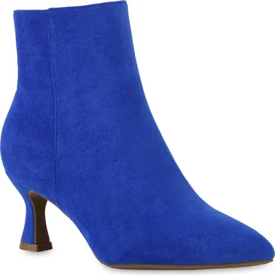 Produktbild von VAN HILL Damen Klassische Stiefeletten Stiletto Spitze Schuhe 840599, Farbe: Blau Velours, Größe: 37