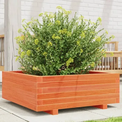 Zdjęcie produktu dla Maison Exclusive – donica na rośliny w kolorze brązowym 70 x 70 x 26,5 cm, lite drewno sosnowe
