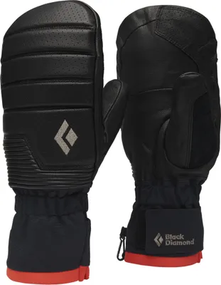 Schwarze Skihandschuhe "Progression Mitts" von Black Diamond mit gepolsterten Handflächen und elastischem Bündchen.