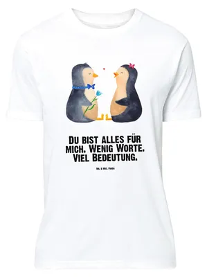 Produktbild von Mr. & Mrs. Panda Größe L T-Shirt Pinguin Pärchen - Weiß - Geschenk, Shirt, Hochzeitsgeschenk, Hochzeit, mit Spruch, Hochzeitstag, Tshirt, Jahrestag