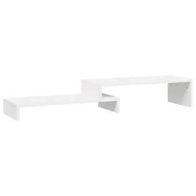 Image de Support de moniteur Blanc (52-101)x22x14 cm Bois de pin solide
