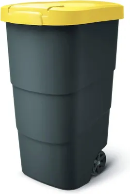 Produktbild von Famanu Abfallcontainer 110 Liter mit Rädern und Deckel - Robuste Kunststoffmülltonne für den Außenbereich