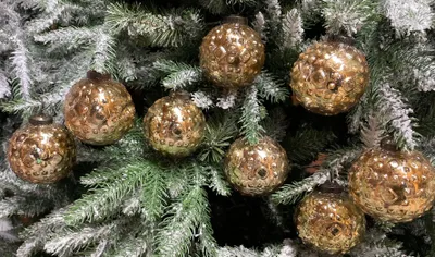8er-Set Glaskugeln Ø 8 cm goldene Weihnachtsbaumkugeln