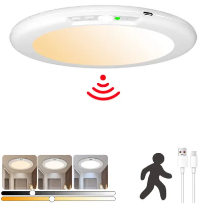 Produktbild von Akumulatorowa lampa sufitowa z czujnikiem ruchu Wewnętrzna lampa USB na baterie Ledowa lampa sufitowa Bezprzewodowa lampa z czujnikiem ruchu Przedpokój Balkon Schody do piwnicy Garaż Sypialnia