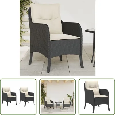 Produktbild von The Living Store Gartenstühle mit Kissen 2 Stk. Schwarz Poly Rattan