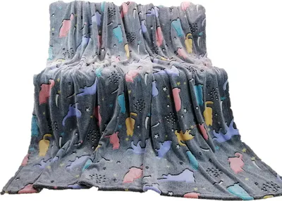 Produktbild von Im Dunkeln leuchtende Decke 150x200 Bunte Fluo-Katzen