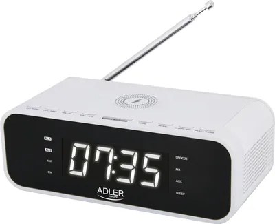 Image de Adler Alarm Clock with Wireless Charger AD 1192W AUX in White Alarm function