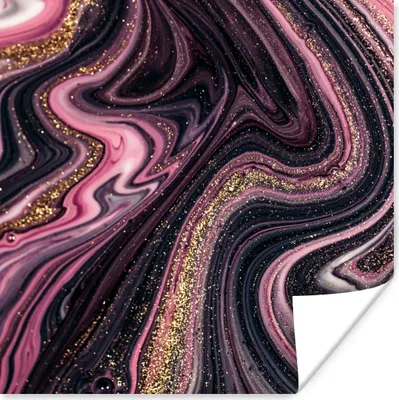 Produktbild von MuchoWow® Poster Marmoroptik - Rosa - Lila - Gold - Luxus - Marmor 50x50 cm - Wohnzimmerdekoration