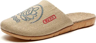 Produktbild von Damen Herren Leinen Hausschuhe Pantoletten Slipper Lotus Grün Gr.44/45