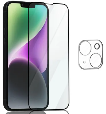 Obrázok produktu pre 1-balenie iPhone 14 Ochranné sklo na displej & 1-balenie ochrana objektívu - Tvrdené sklo 9H - Super kvalita 3D