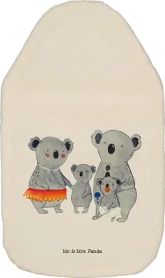 Produktbild von Mr. & Mrs. Panda Wärmflasche Koala Familie - Weiß - Geschenk, Wärmekissen, naturkautschuk, Family, Mama, Papa, Wärmflaschen, Muttertag, Bettflasche, Kinder, Flauschige