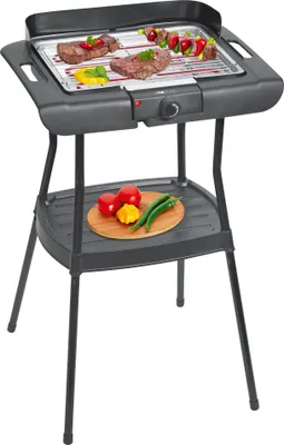 Produktbild von Clatronic BQS 3508 Gril, pochrómovaný grilovací rošt, ochrana proti vetru, schránka, chladný dotykový kryt, čierny, 2000 W