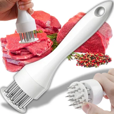 Produktbild von Fleischzartmacher mit 21-Edelstahlklingen Steaker Fleischklopfer Fleischstecher Fleischhammer Schnitzelklopfer Steakhammer White Retoo