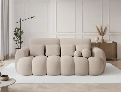 Produktbild von Schlafsofa COTONN – Sofa mit Schlaffunktion, Bettkasten und Kissen, 256 × 119 cm
