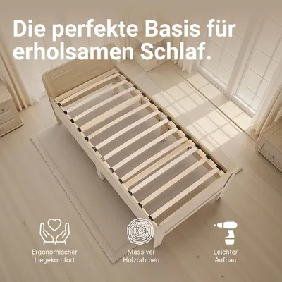 Produktbild von Homestyle4u Lattenrost 90x200 cm Lattenrahmen 13 Latten Holz Kiefer Naturbelassen Federholzrahmen