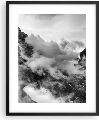 Produktbild von Gerahmtes Poster - Schwarzer Rahmen - Berge Nebel Gipfel - 40x50 cm - Wand Bild - Wanddeko - Wandbilder - Kunstposter - Wandposter - Bilderrahmen - Bilder - Kunstdruck - Wandbild - P2BPA40x50-3664
