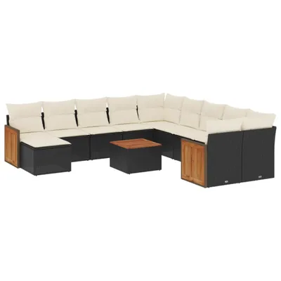 Produktbild von vidaXL 12-tlg. Garten-Sofagarnitur mit Kissen Schwarz Poly Rattan
